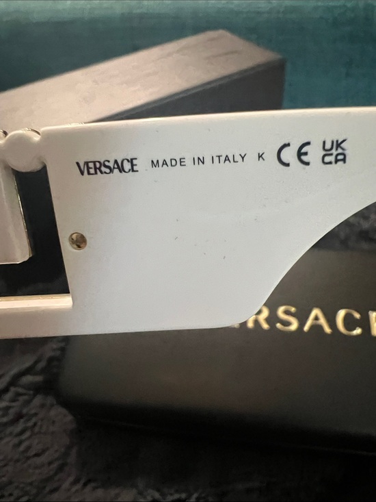 Versace White Frame oversized full inclusion Sunglasses with Dark Lenses main image 4